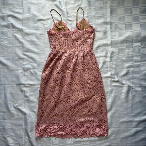 Current Air (Anthropologie) Pink Lace Overlay Midi Dress - Picture 9 of 16